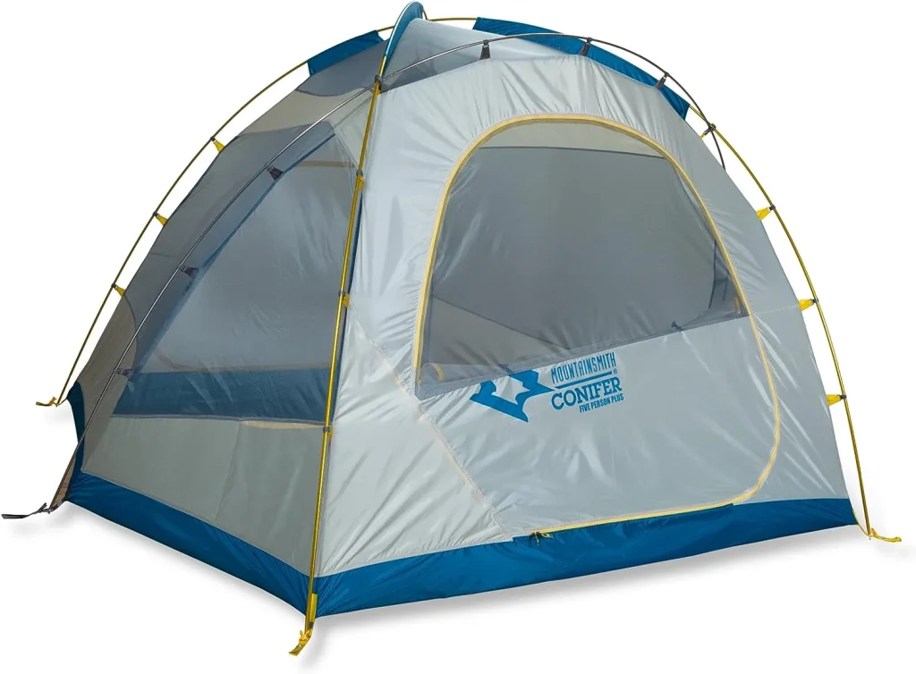 he Mountainsmith Conifer 5+ Person 3 Season Tent is a spacious and versatile outdoor shelter designed to accommodate larger groups and families during their outdoor adventures