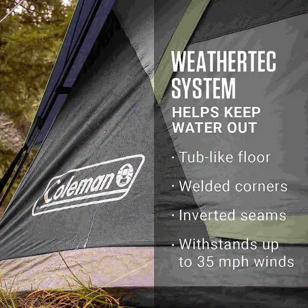 One of the most important features of a camping tent is its resistance to the elements.  The Coleman Skydome is designed with tough and durable materials, ensuring it can easily handle the elements